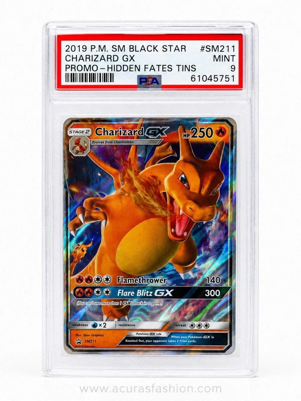 PSA 9 Mint Charizard GX SM211 Hidden Fates Promo 2019